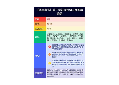 《傅雷家书》第一章好词好句以及阅读感受