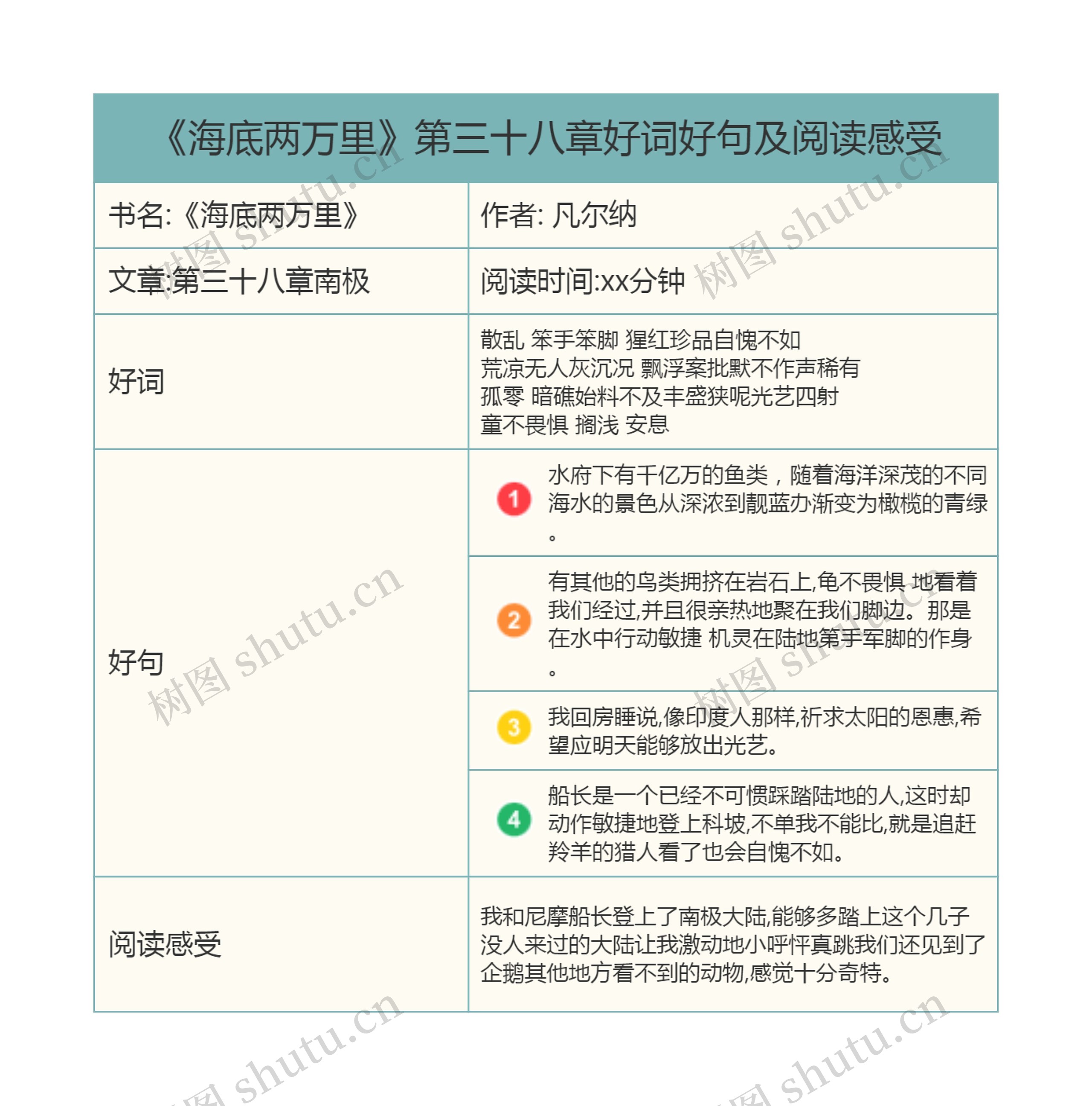 《海底两万里》第三十八章好词好句及阅读感受