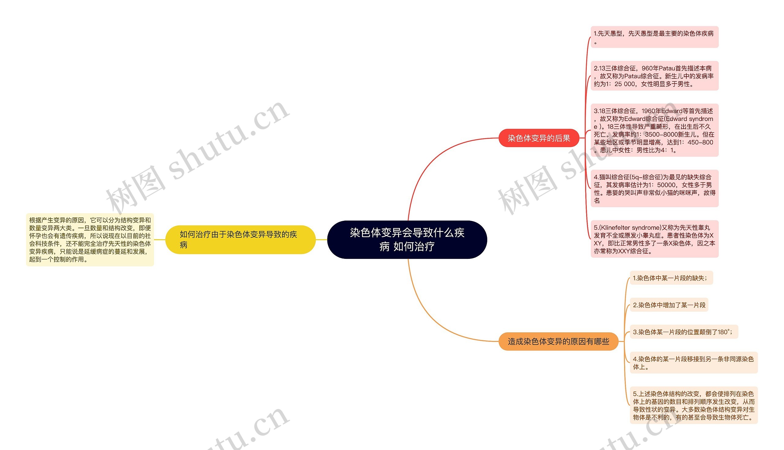 染色体变异会导致什么疾病 如何治疗思维导图