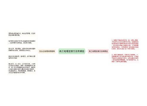 高三地理逆袭方法有哪些