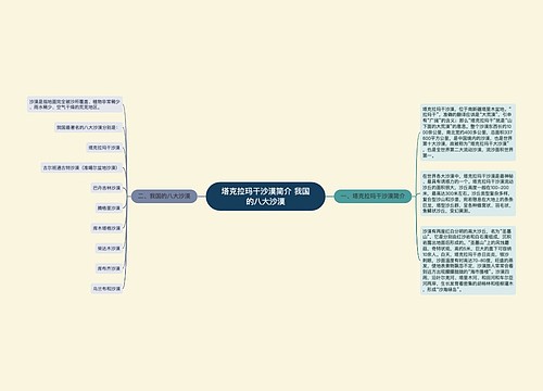 塔克拉玛干沙漠简介 我国的八大沙漠