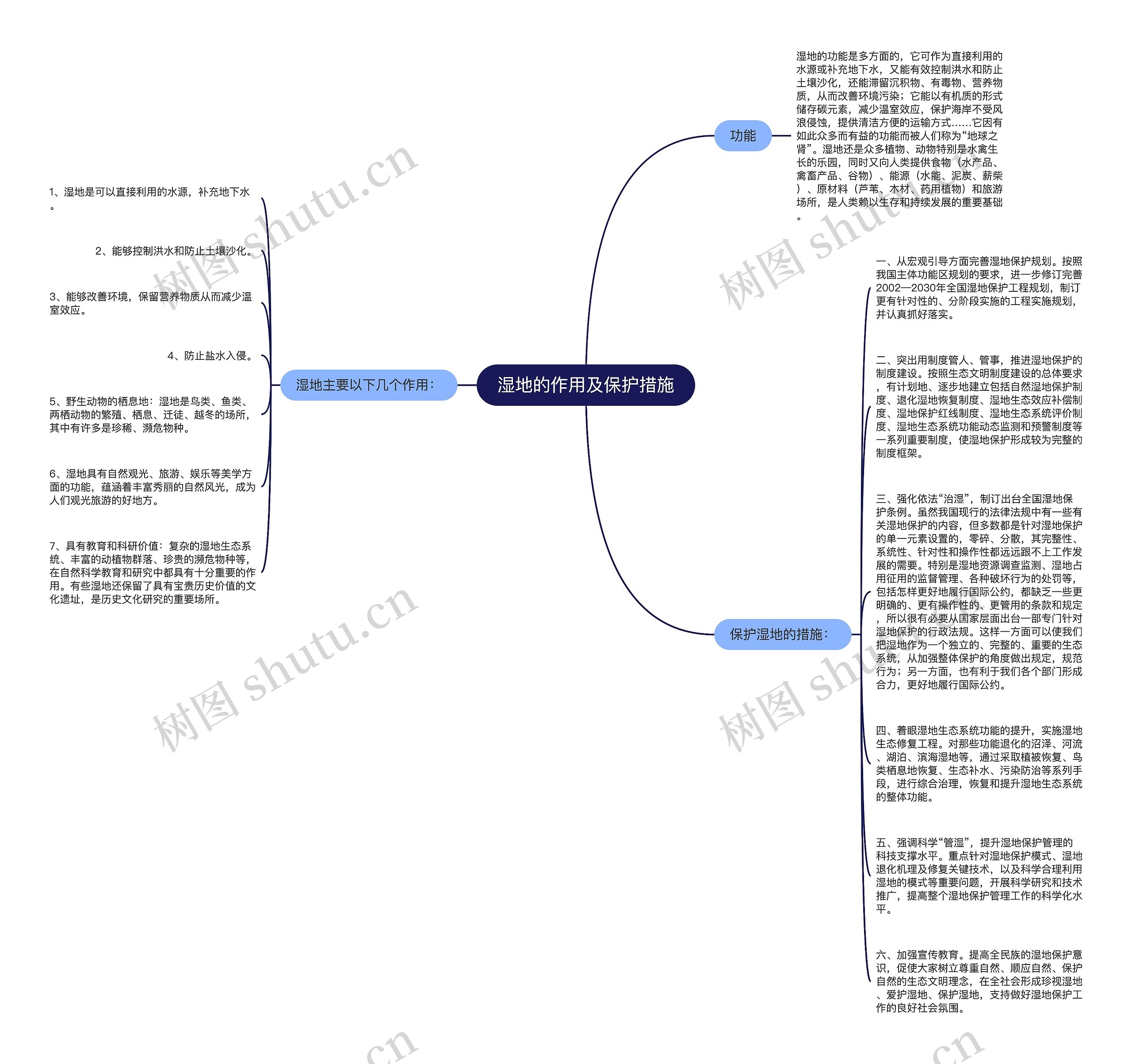 湿地的作用及保护措施思维导图