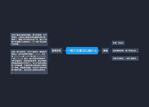 一晴方觉夏深比喻什么