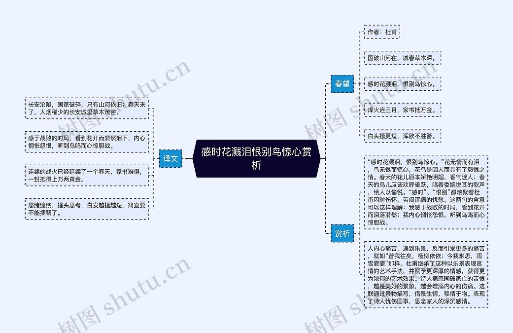 感时花溅泪恨别鸟惊心赏析思维导图_编号p3603168-TreeMind树图