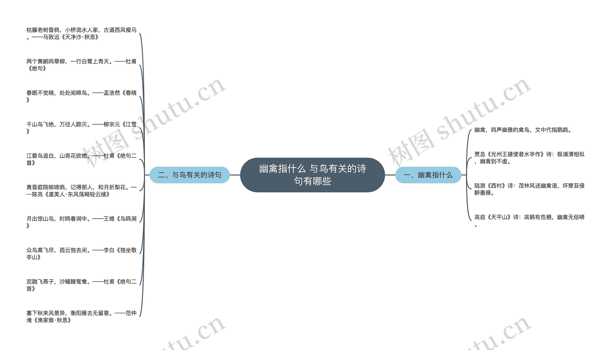 幽禽指什么 与鸟有关的诗句有哪些思维导图