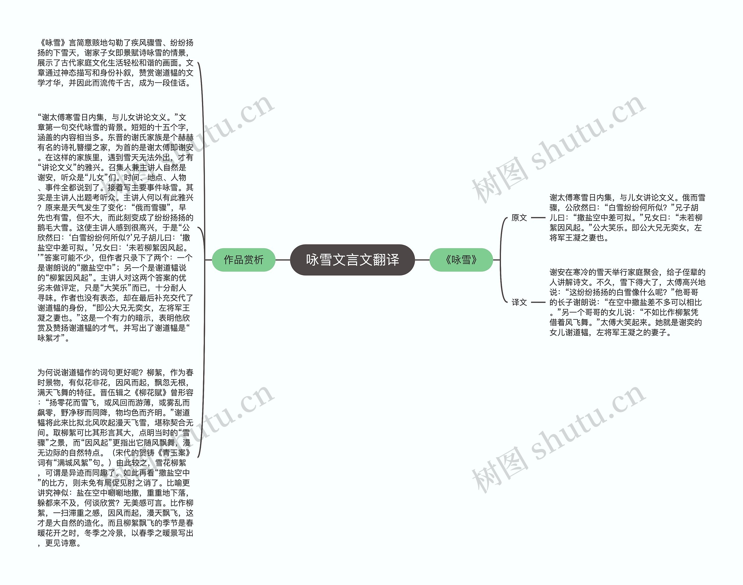 咏雪文言文翻译思维导图