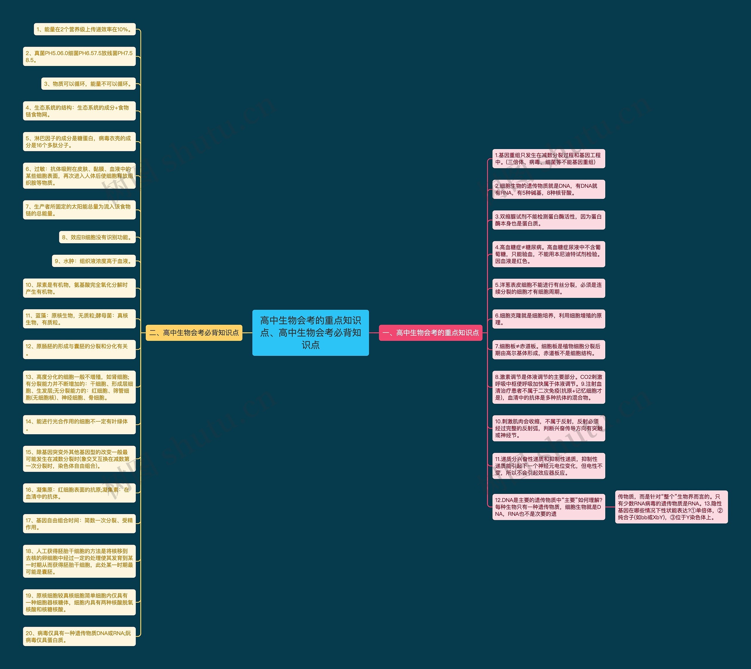 高中生物会考的重点知识点、高中生物会考必背知识点思维导图
