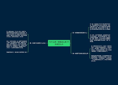 为什么高一地理这么难 不及格怎么办