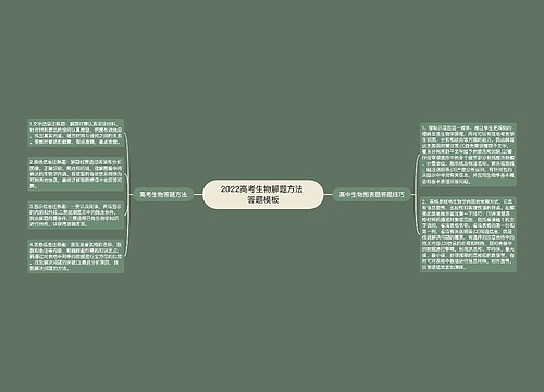 2022高考生物解题方法 答题模板