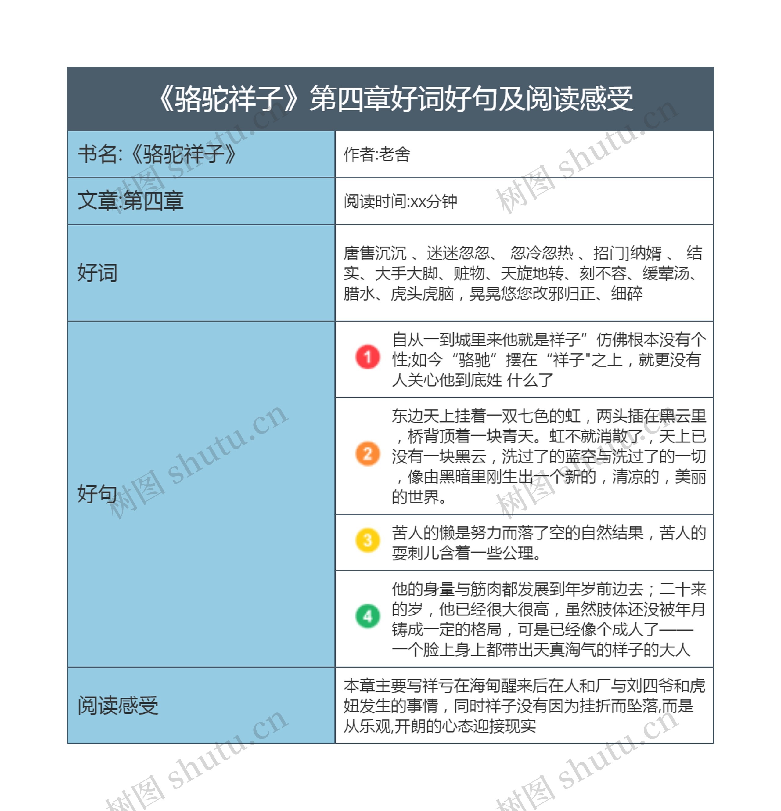 《骆驼祥子》第四章好词好句及阅读感受