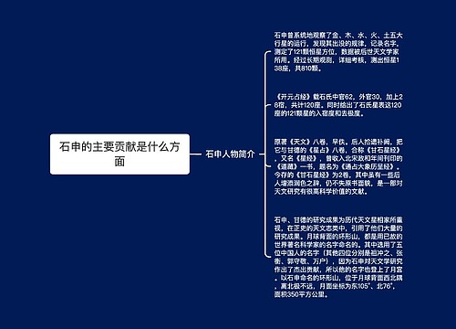 石申的主要贡献是什么方面