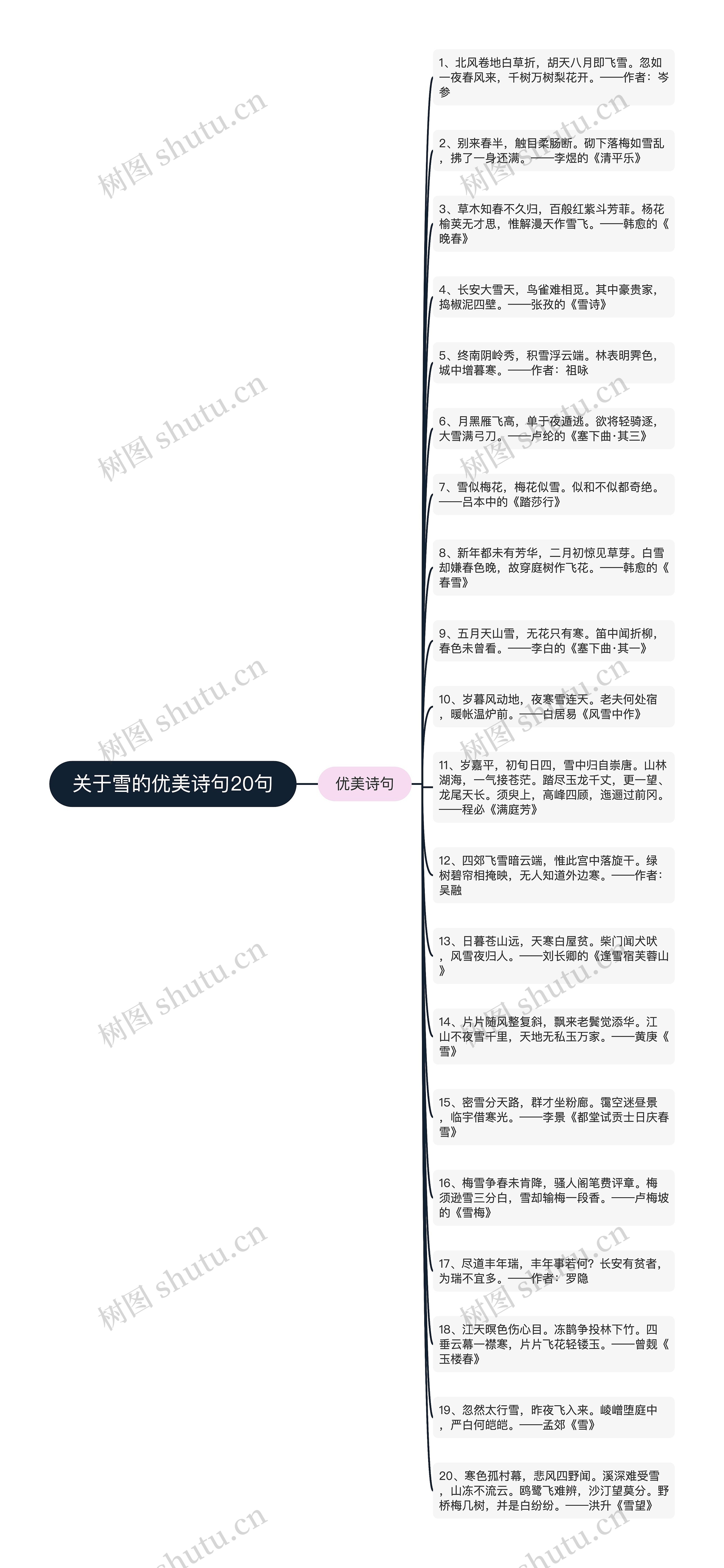 关于雪的优美诗句20句思维导图