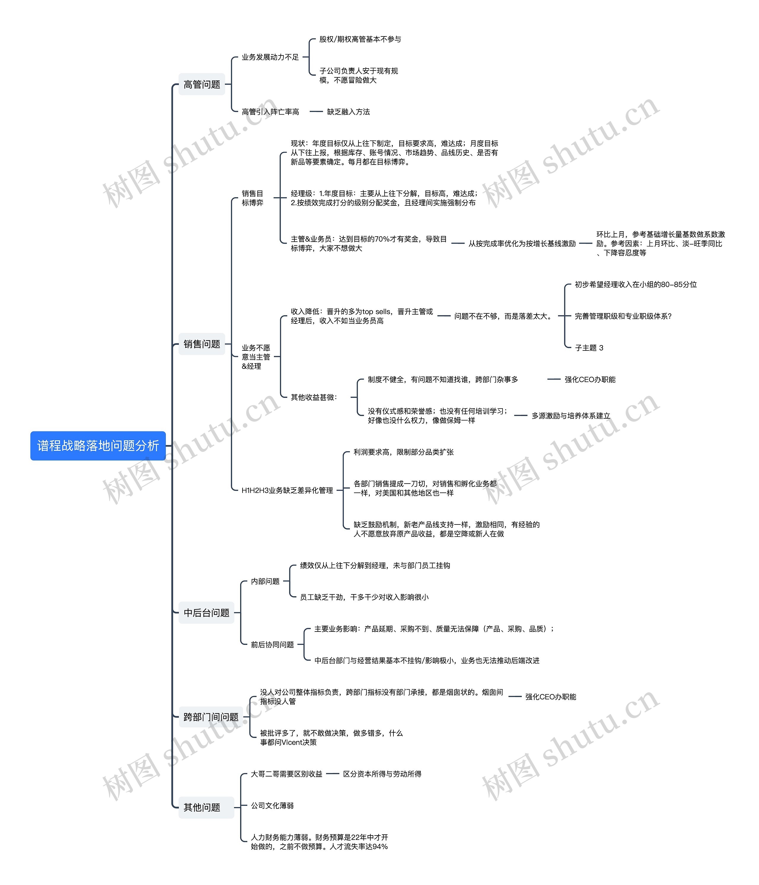 谱程战略落地问题分析思维导图
