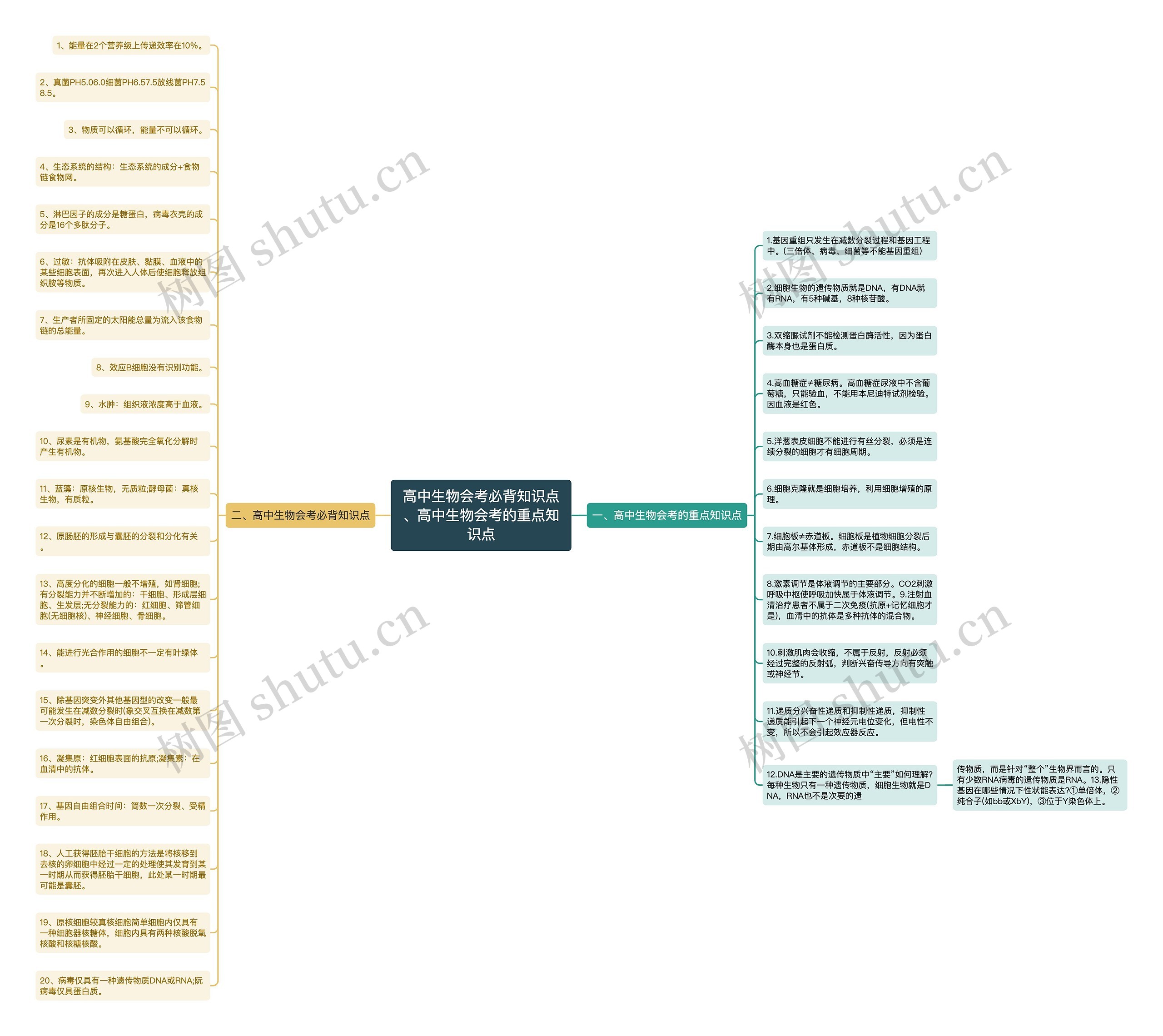 高中生物会考必背知识点、高中生物会考的重点知识点思维导图