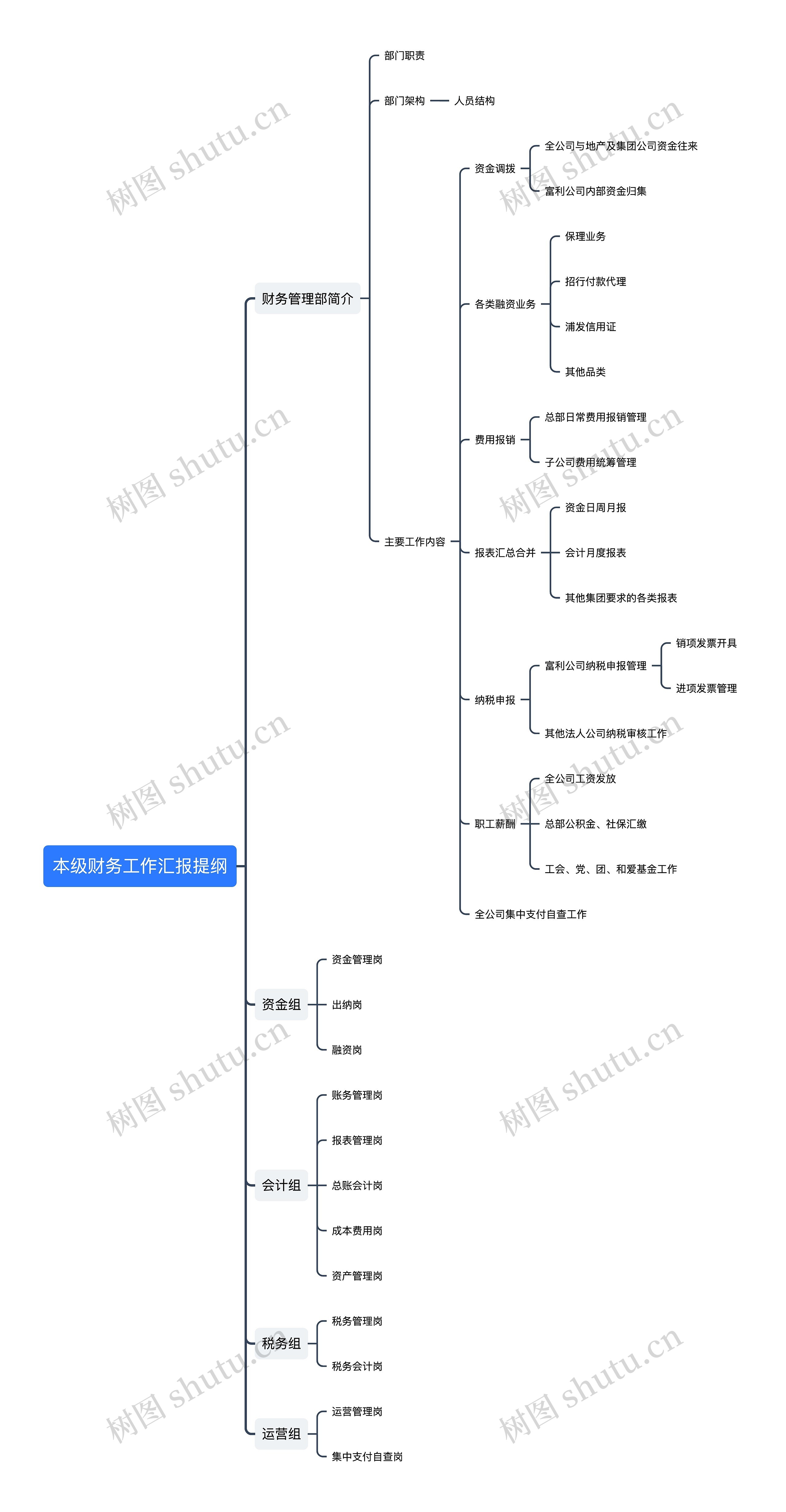 本级财务工作汇报提纲思维导图