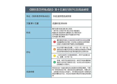 《钢铁是怎样炼成的》第十五章好词好句及阅读感受