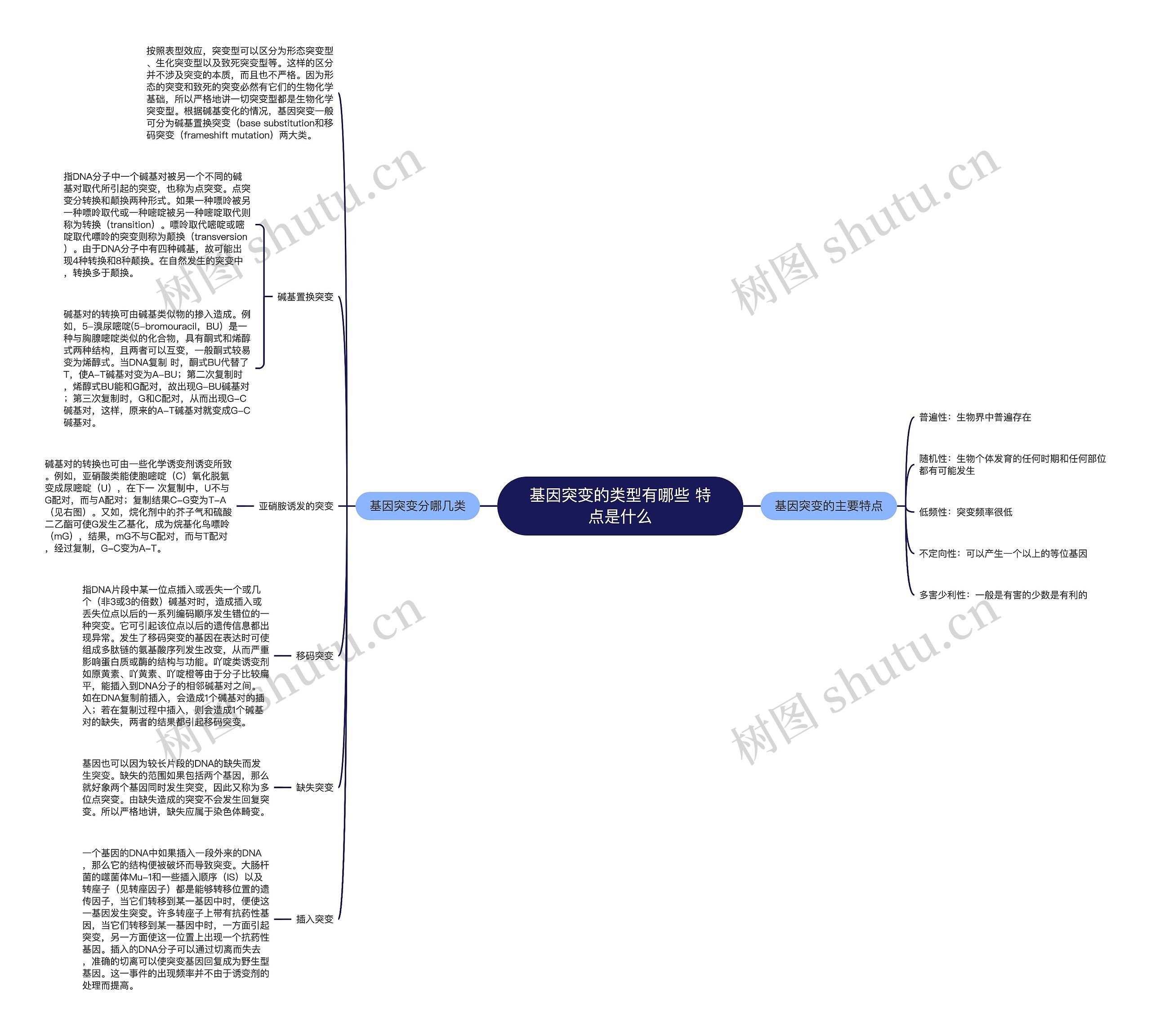 基因突变的类型有哪些 特点是什么思维导图高清图 基因突变的类型有哪些 特点是什么思维导图