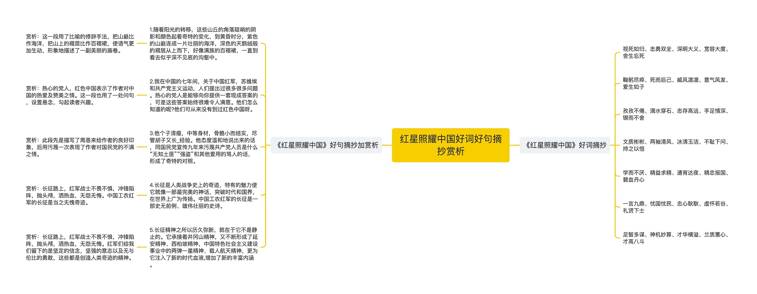 红星照耀中国好词好句摘抄赏析思维导图