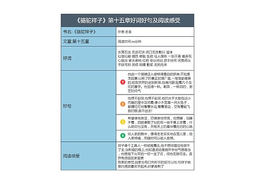 《骆驼祥子》第十五章好词好句及阅读感受