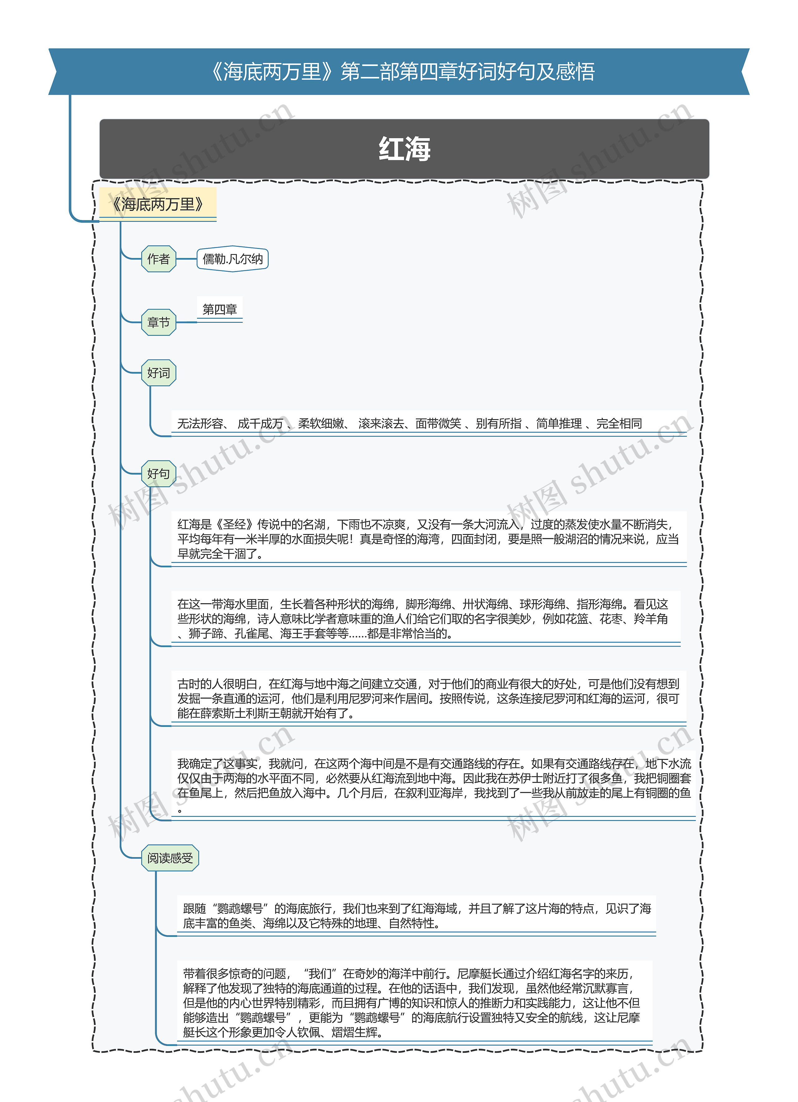 《海底两万里》第二部第四章好词好句及感悟思维导图