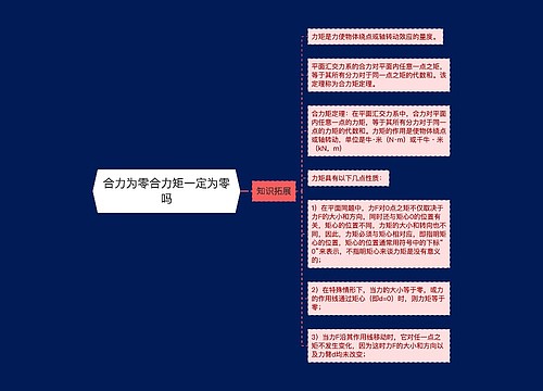 合力为零合力矩一定为零吗