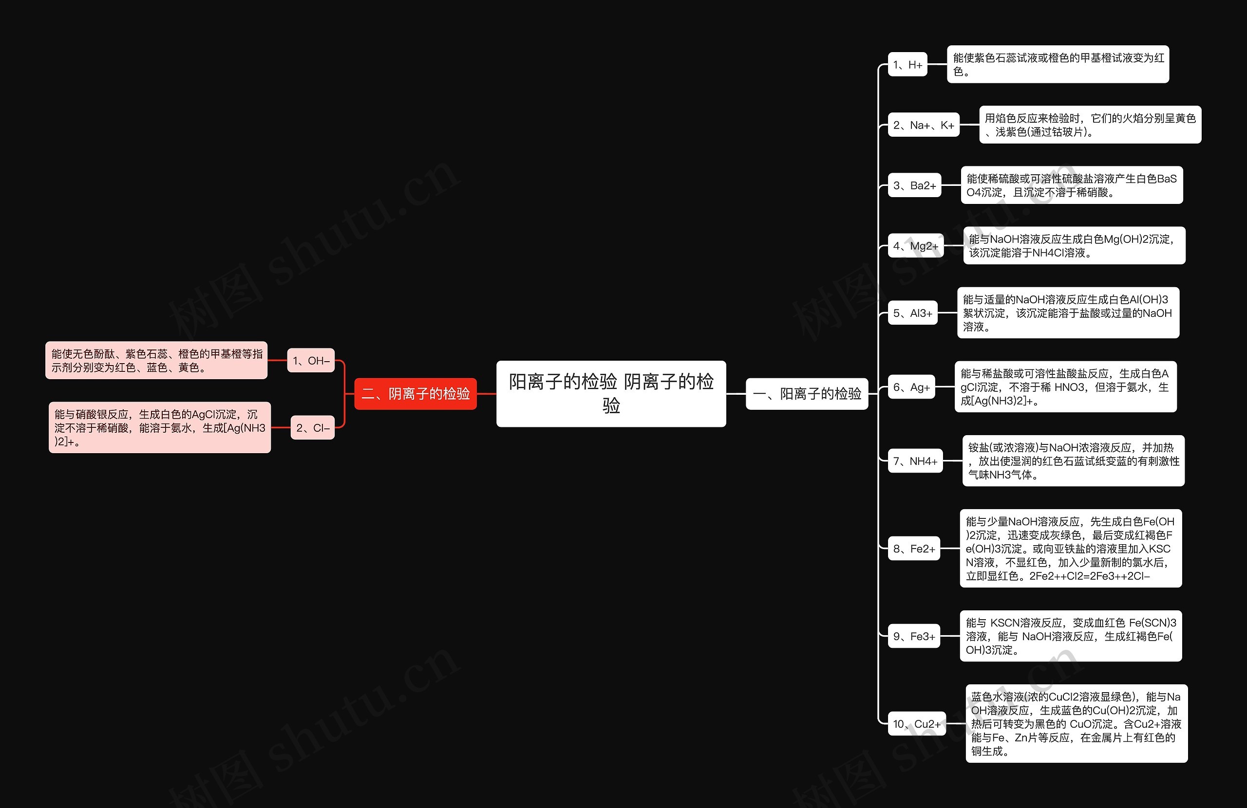 阳离子的检验 阴离子的检验思维导图高清图 阳离子的检验 阴离子的检验思维导图