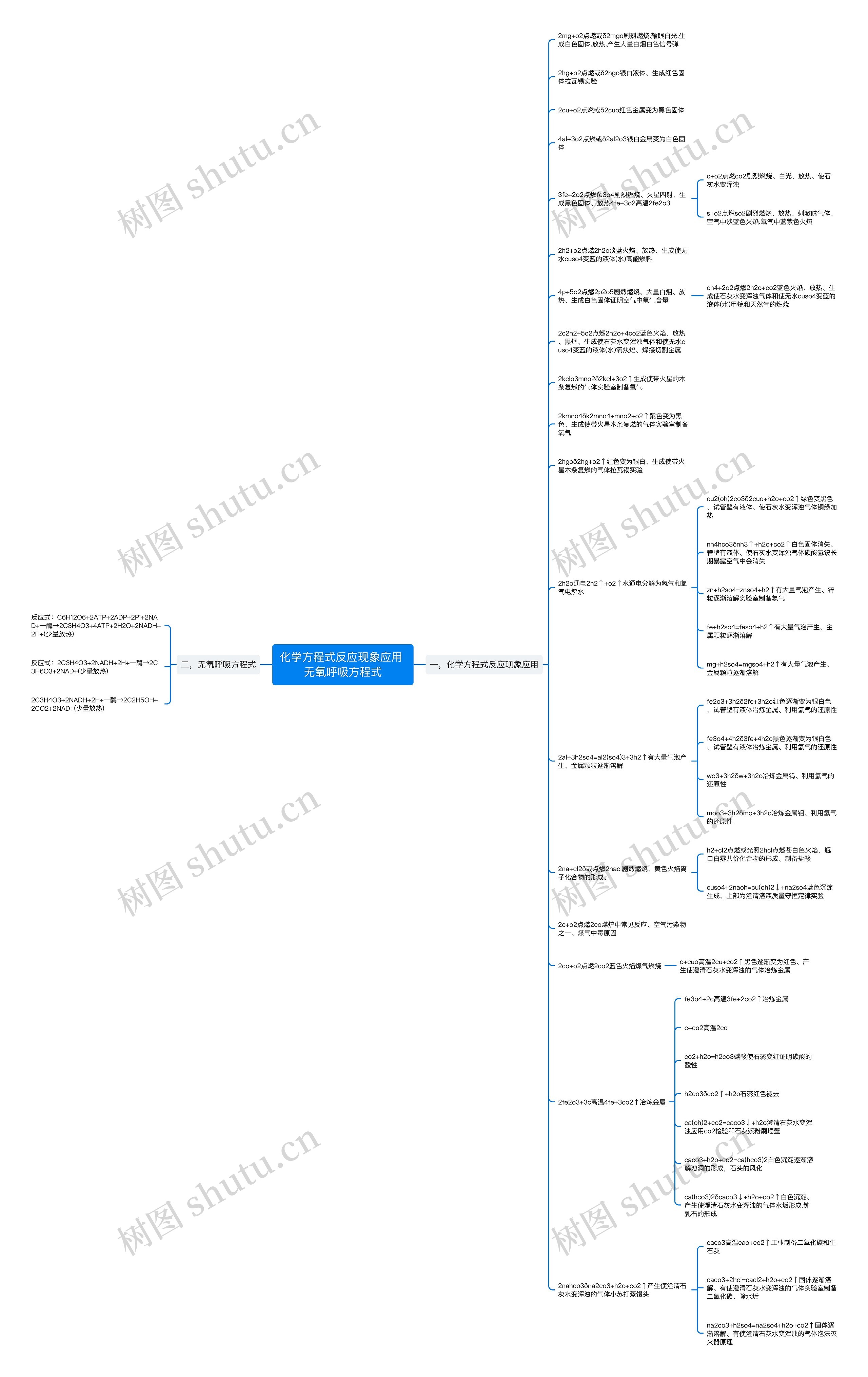 化学方程式反应现象应用 无氧呼吸方程式思维导图