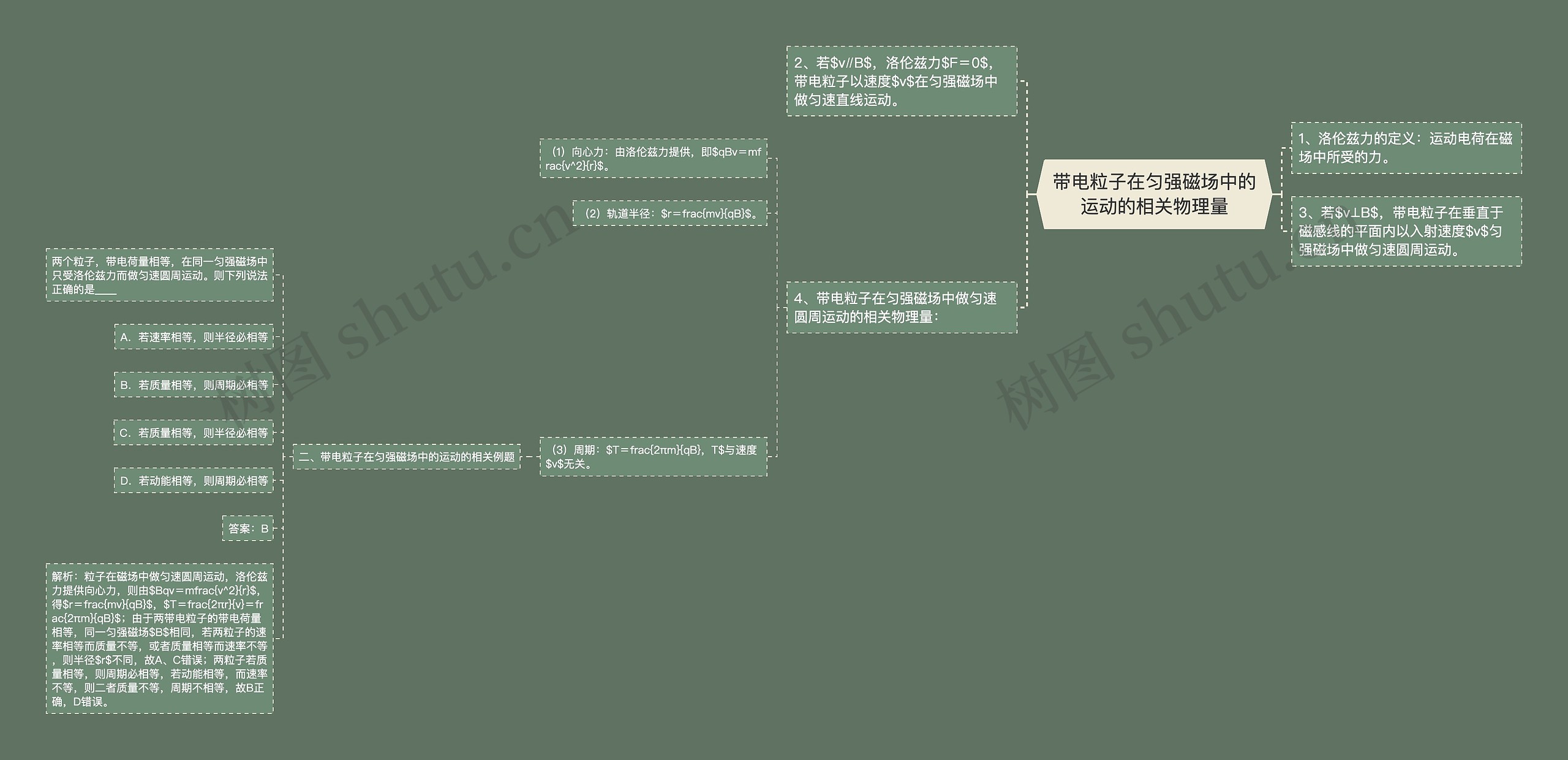 带电粒子在匀强磁场中的运动的相关物理量思维导图