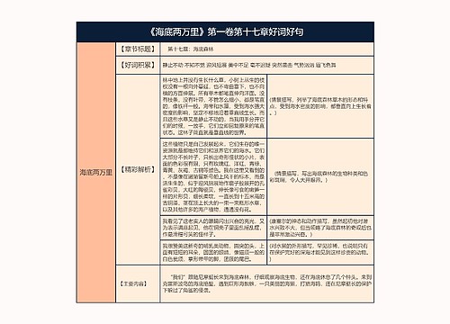 《海底两万里》第一卷第十七章好词好句的思维导图