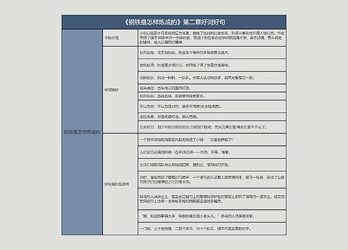 《钢铁是怎样炼成的》第二章好词好句的思维导图