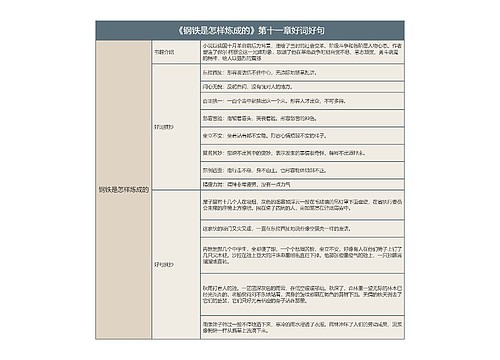 《钢铁是怎样炼成的》第十一章好词好句的思维导图