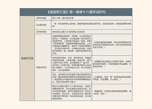 《海底两万里》第一卷第十六章好词好句的思维导图