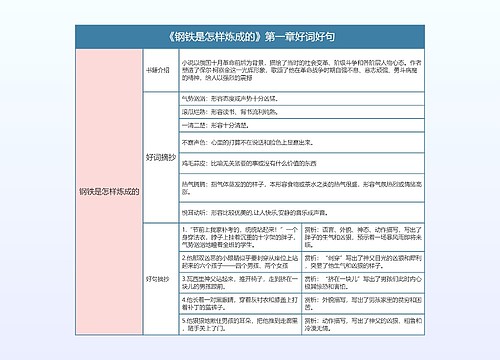 《钢铁是怎样炼成的》第一章好词好句的思维导图