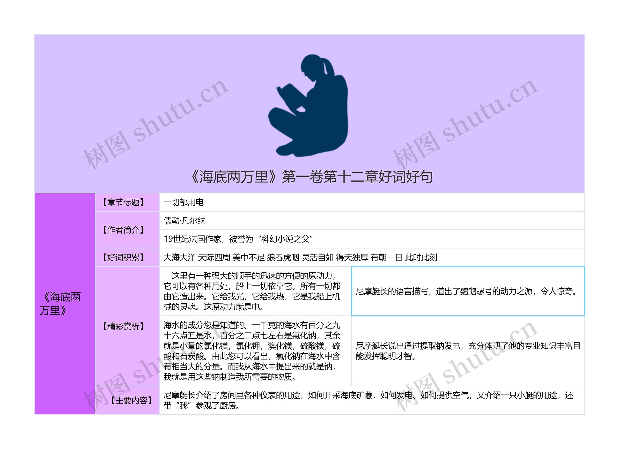 《海底两万里》第一卷第十二章好词好句