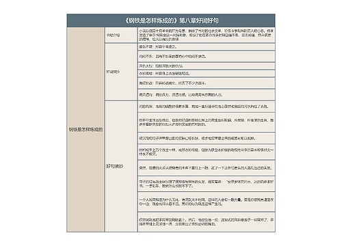 《钢铁是怎样炼成的》第八章好词好句的思维导图