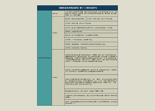 《钢铁是怎样炼成的》第十三章好词好句的思维导图