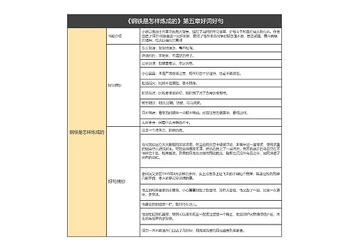 《钢铁是怎样炼成的》第五章好词好句的思维导图