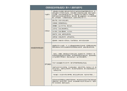 《钢铁是怎样炼成的》第十八章好词好句的思维导图