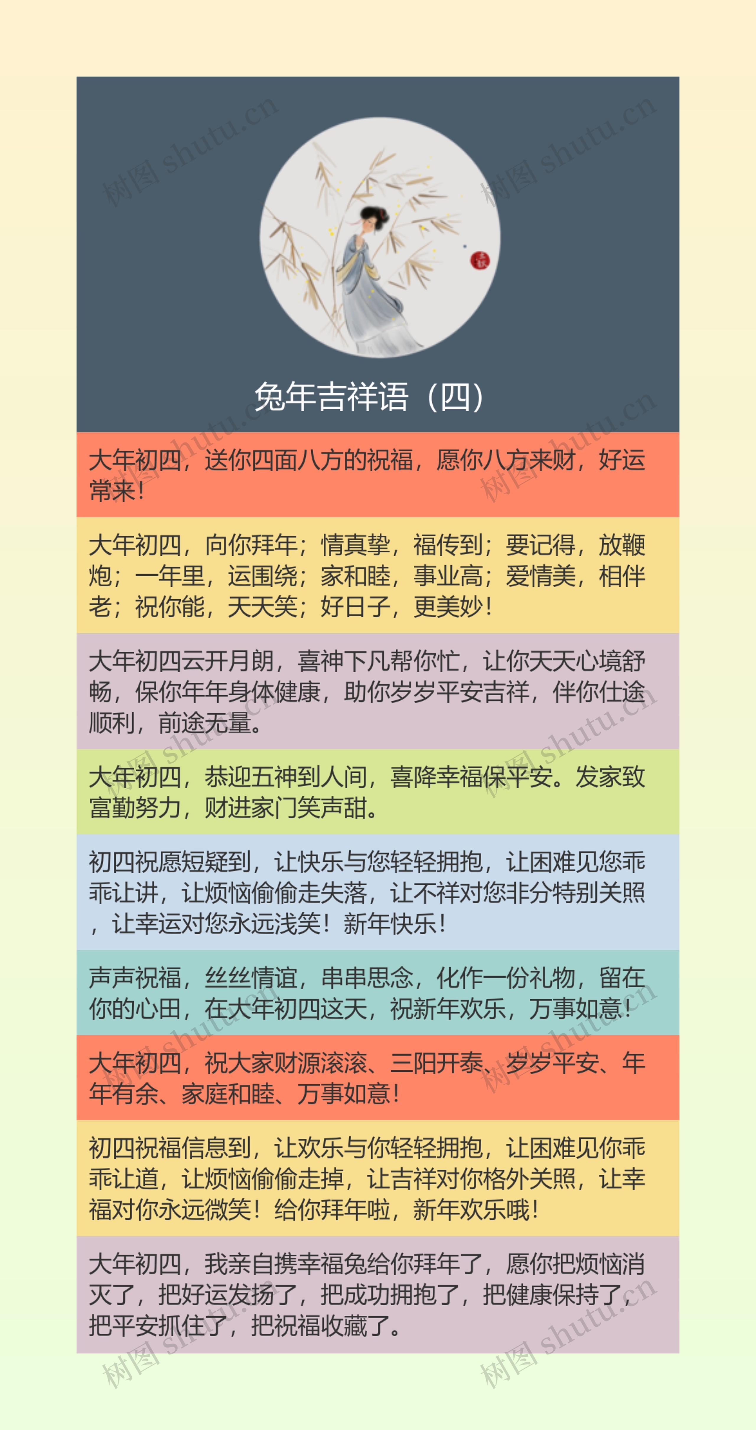 兔年吉祥语(四)思维导图高清图 兔年吉祥语(四)思维导图