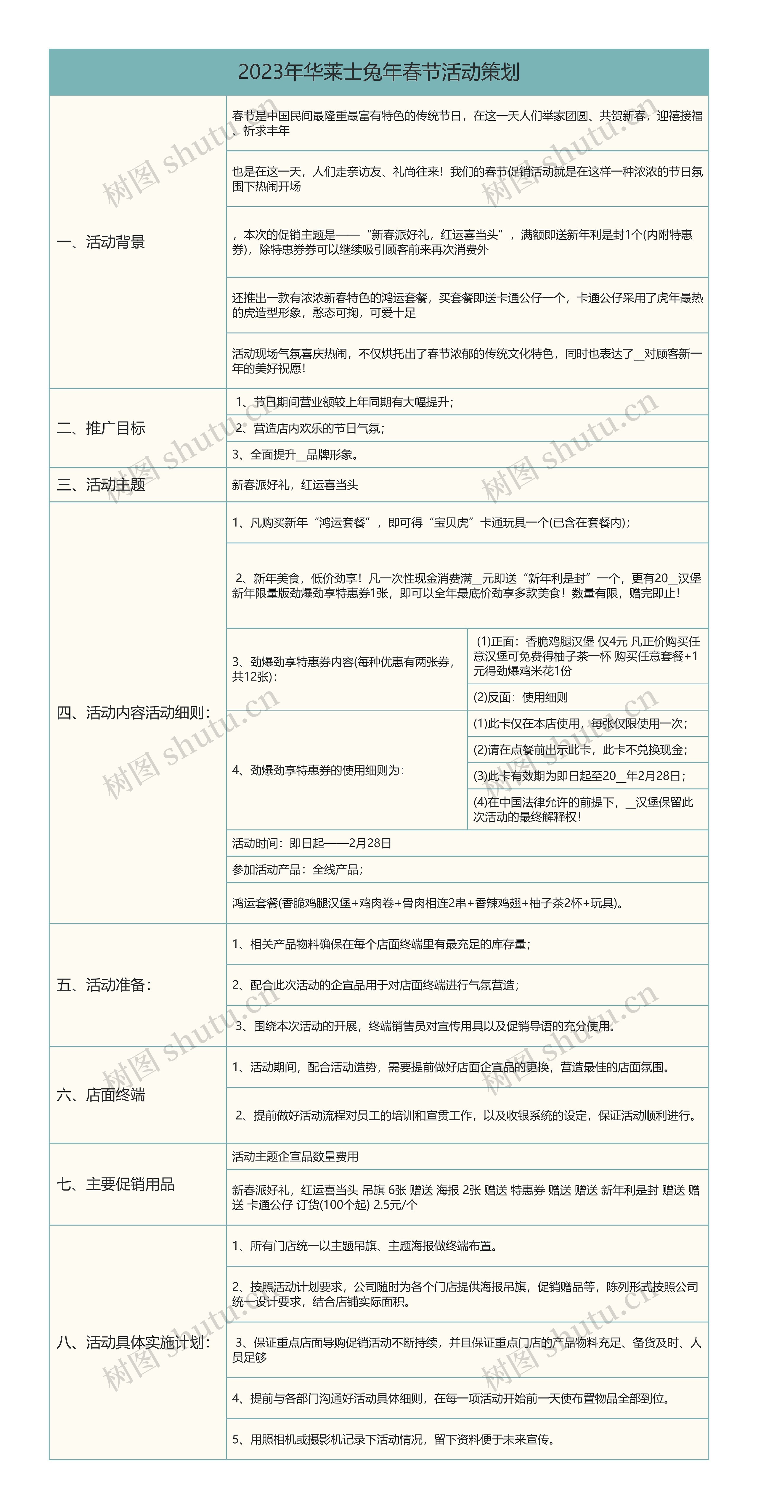 2023年华莱士兔年春节活动策划