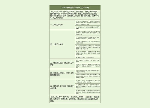  2023年保险公司个人工作计划