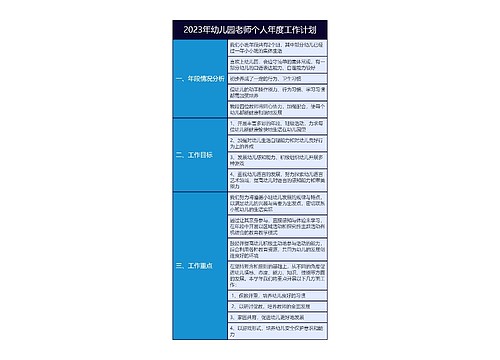 2023年幼儿园老师个人年度工作计划