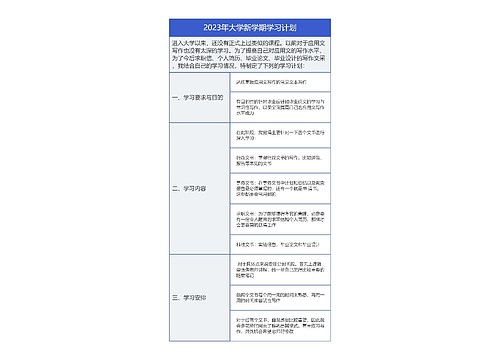 2023年大学新学期学习计划