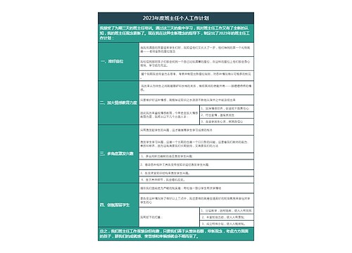 2023年度班主任个人工作计划