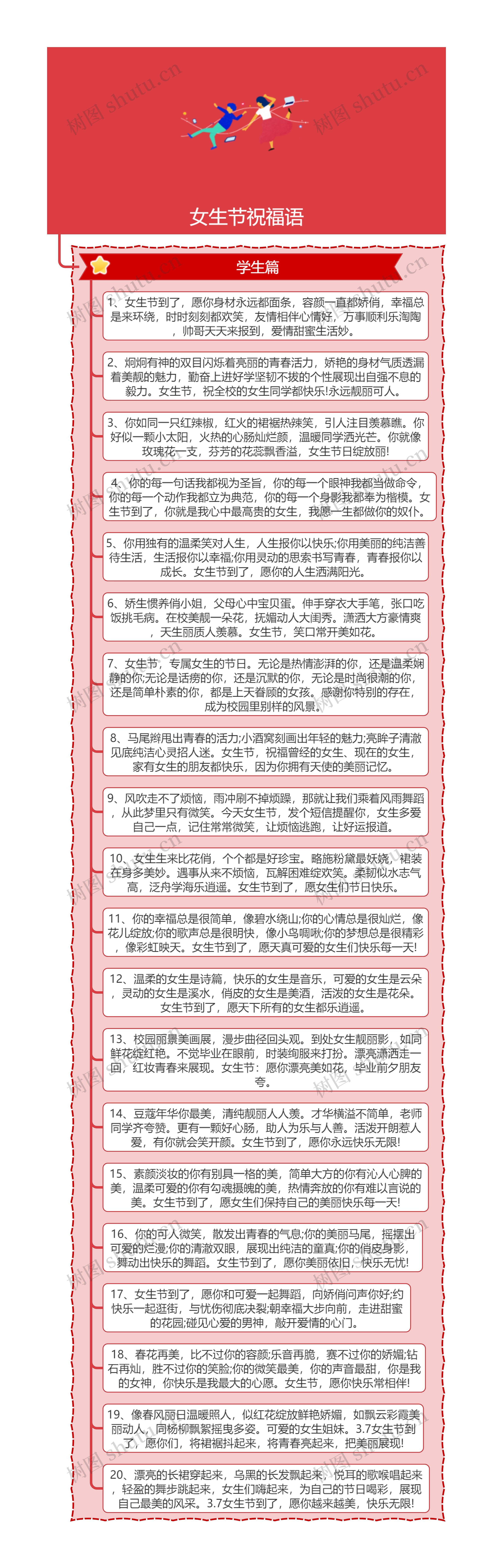 女生节祝福语思维导图