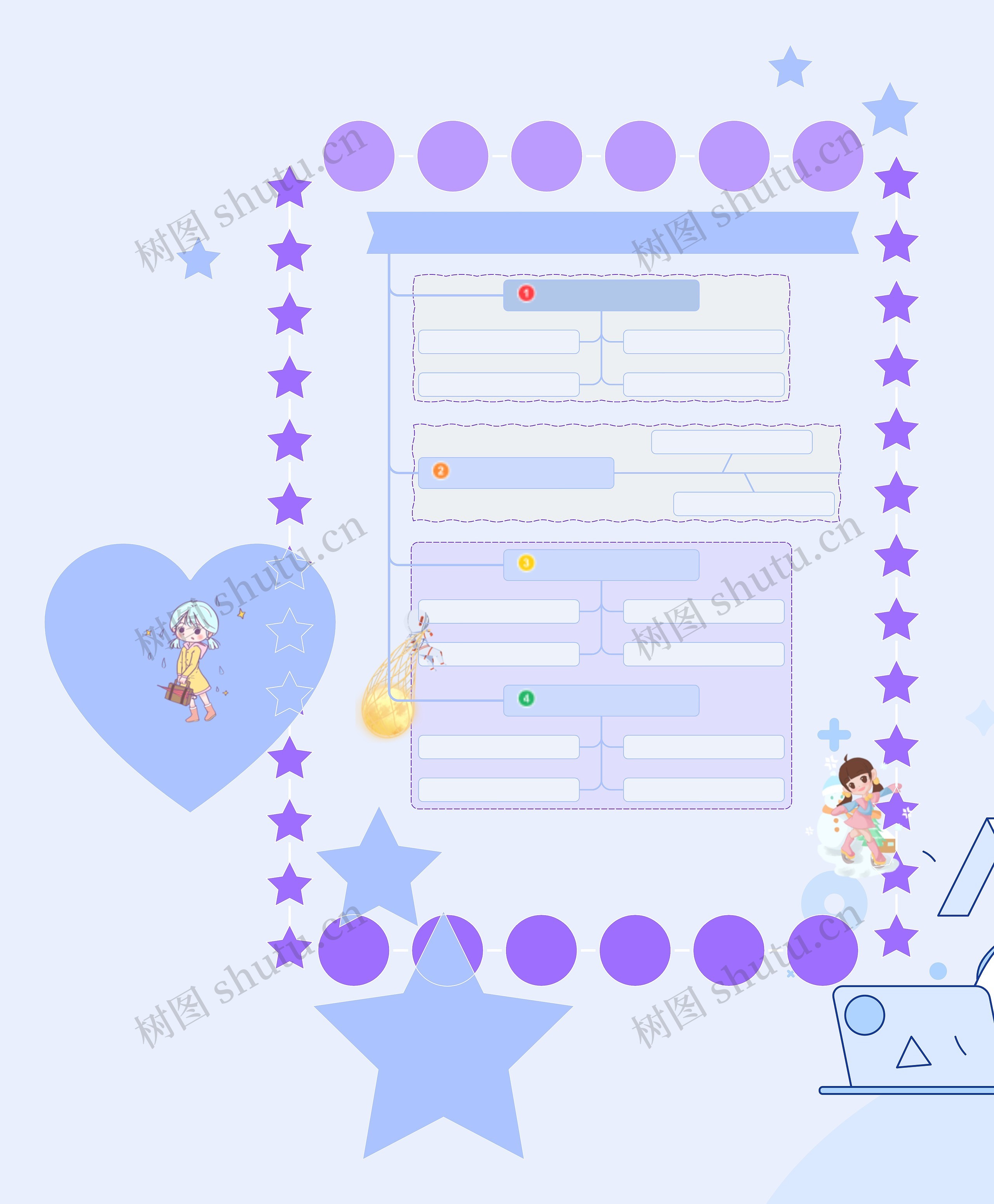 淡雅可爱紫色少女心风格手账思维导图高清图 淡雅可爱紫色少女心风格手账思维导图