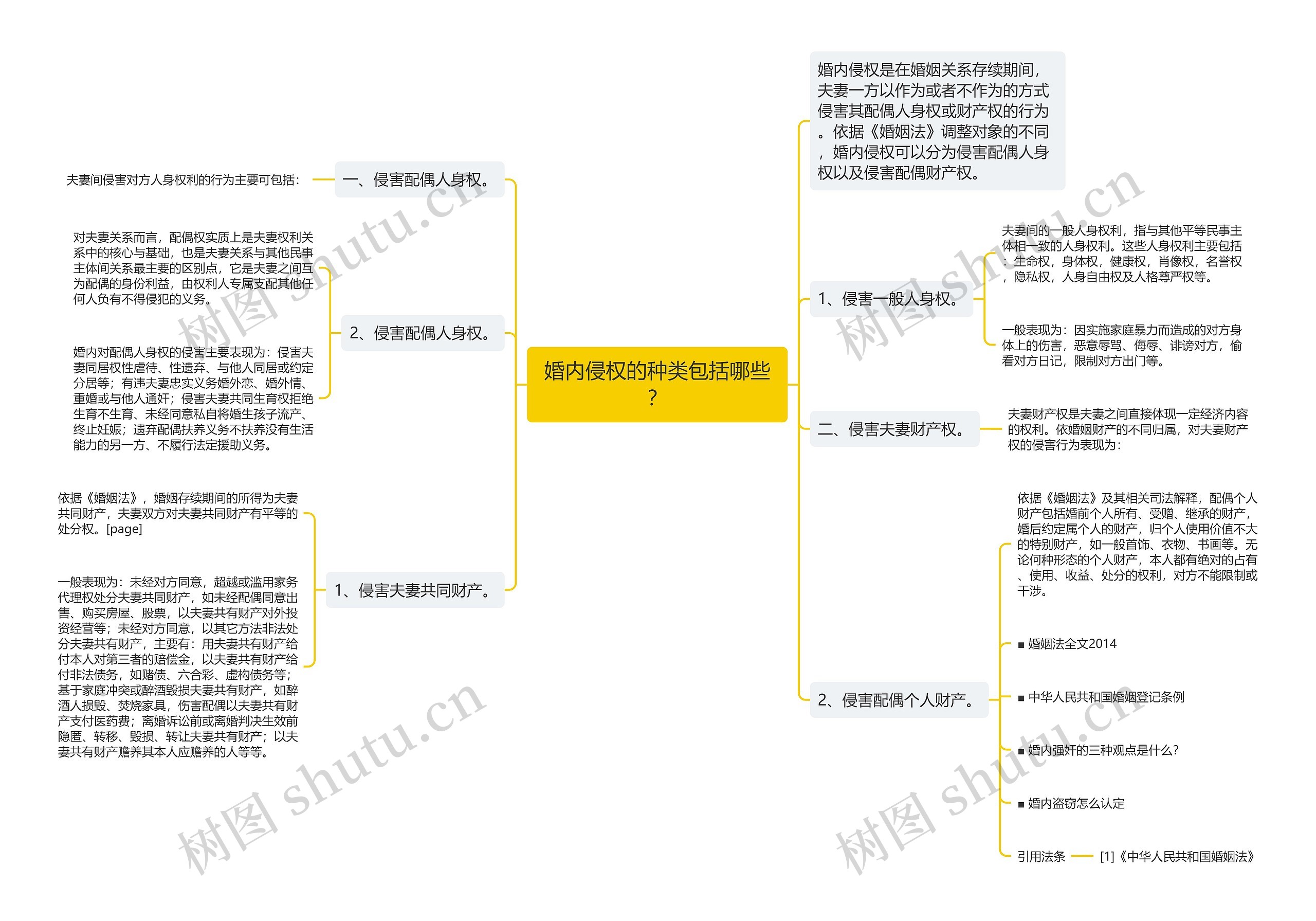 婚内侵权的种类包括哪些？思维导图