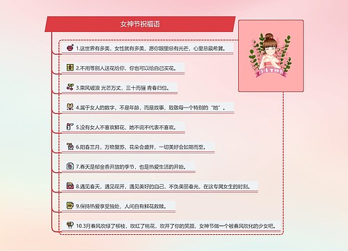 女神节祝福语思维导图