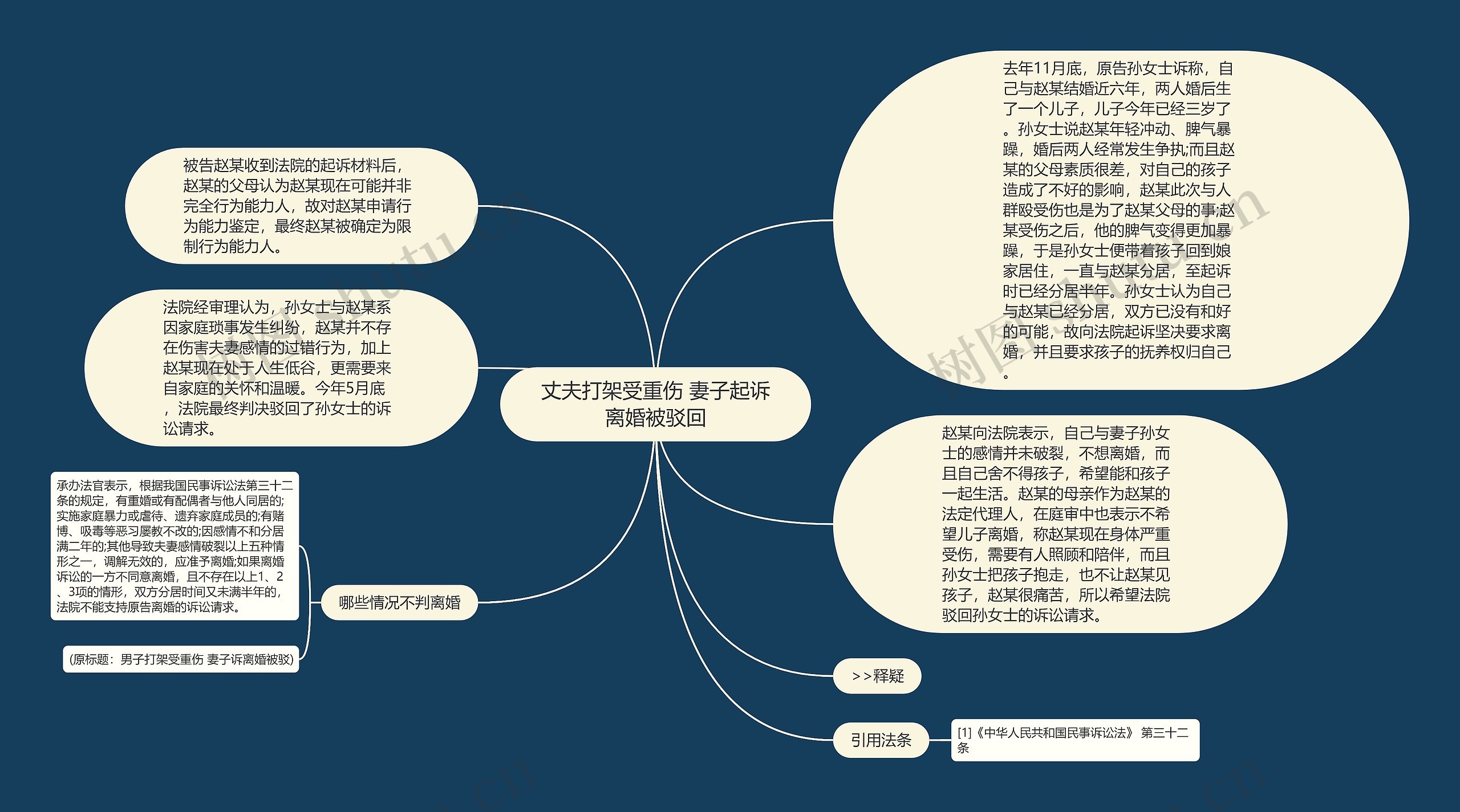 丈夫打架受重伤 妻子起诉离婚被驳回思维导图