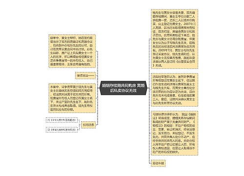 婚姻存续期共同购房 离婚后私卖协议无效